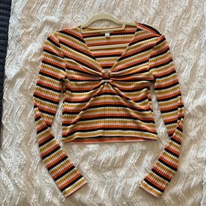 TOPSHOP Long Sleeve Striped Crop